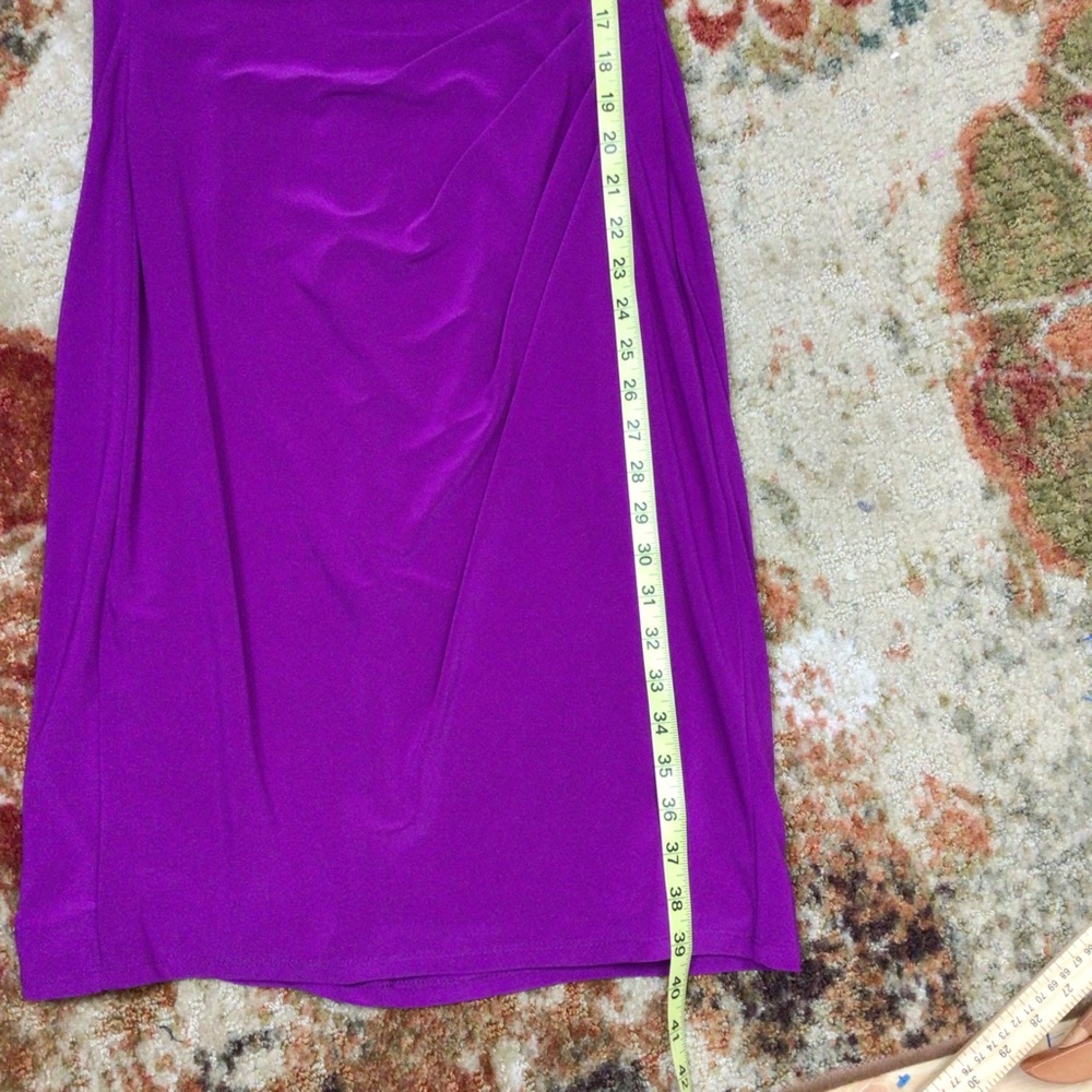 Lauren Ralph Lauren Womens Sleeveless Ruched Midi Bodycon Dress Purple Size 8 - Picture 7 of 10